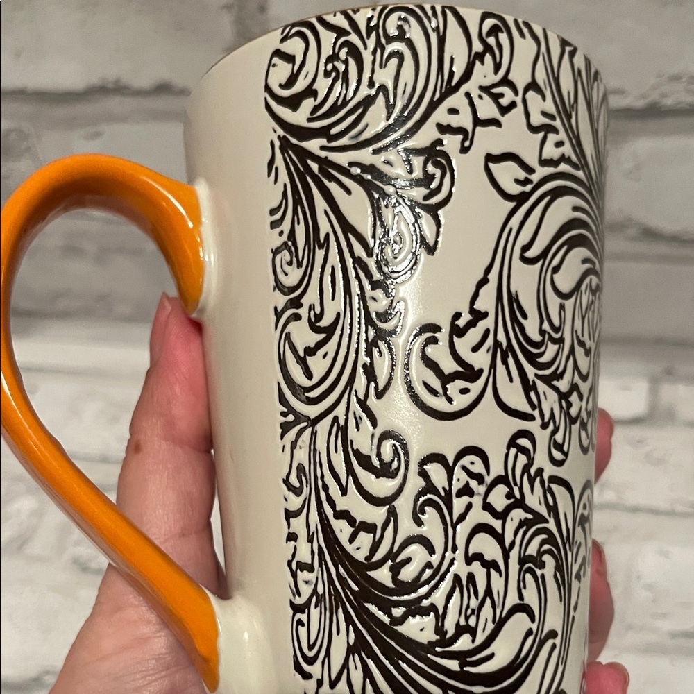 Halloween Themed coffee Mug with Orange Handle black white Spectrum - Picture 4 of 8